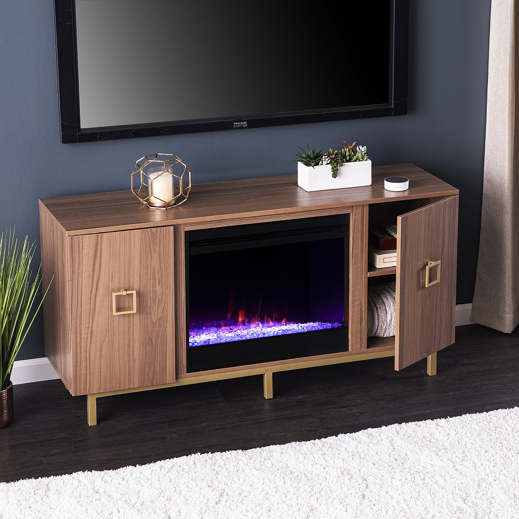 Columbiana I Natural 54 in. Console with Color Changing Fireplace - Thumbnail - Image 4