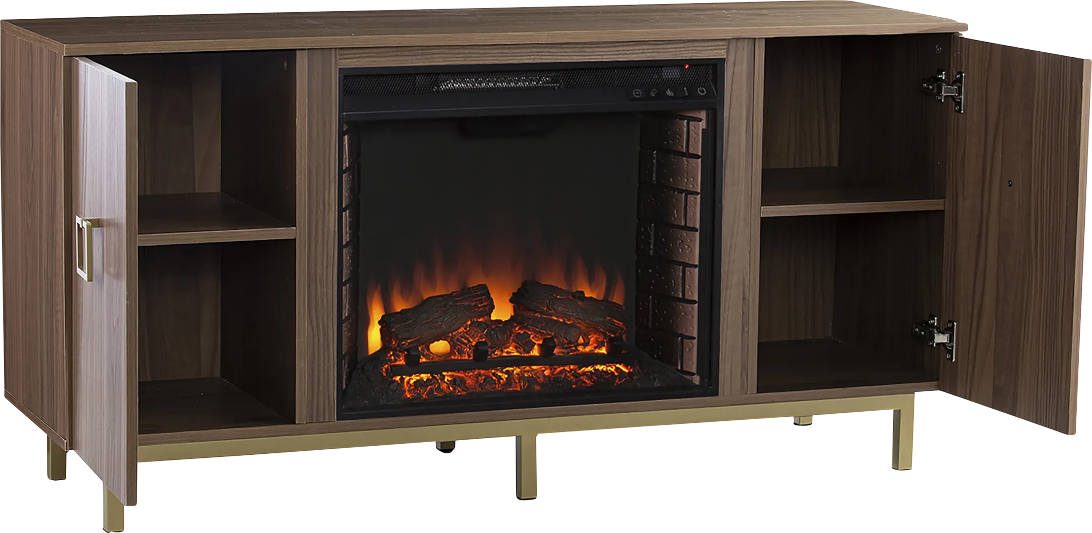 Columbiana II Natural 54 in. Console with Electric Fireplace Electric Fireplace - Image 5