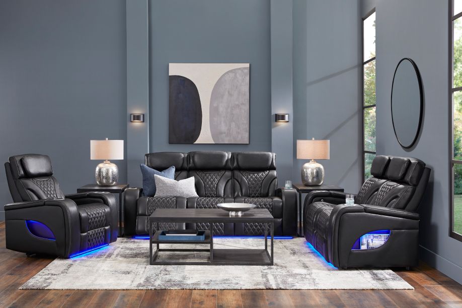 dark leather couches