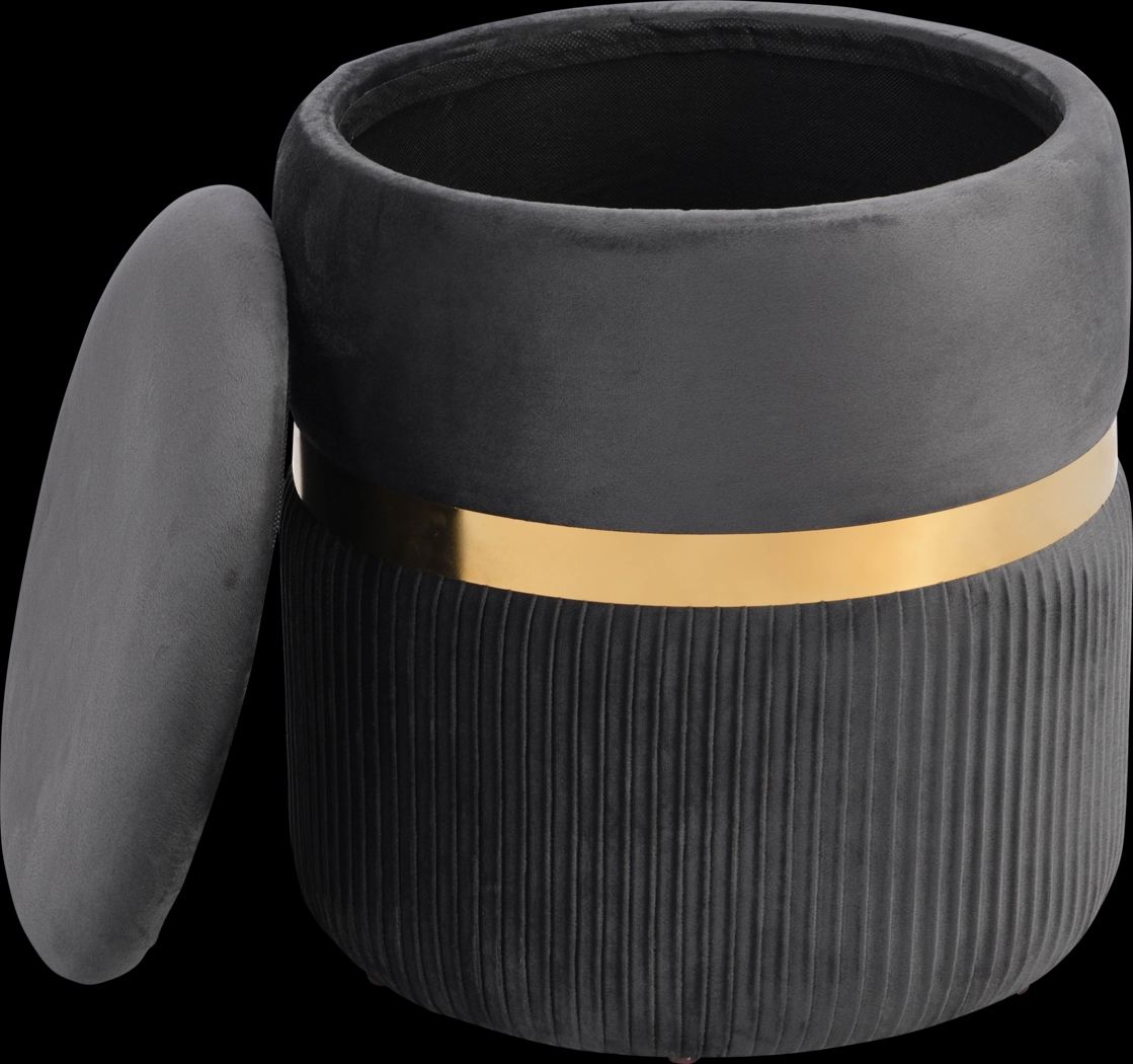 Concona Gray/Gold Storage Ottoman - Thumbnail - Image 5