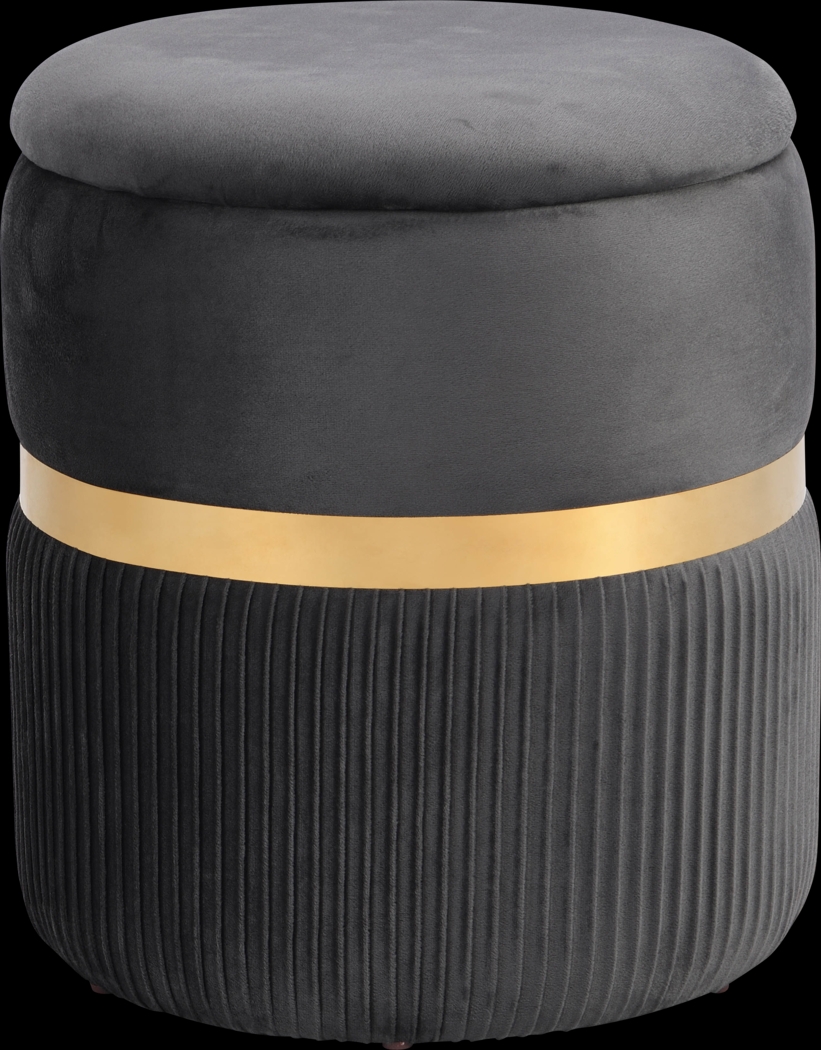 Concona Gray/Gold Storage Ottoman - Thumbnail - Image 1