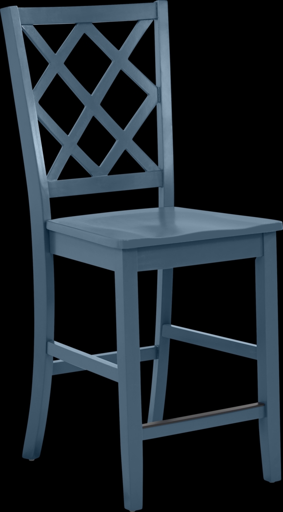 Concord White 5 Pc Counter Height Drop Leaf Dining Room with Blue Diamond Back Stools - Thumbnail - Image 9