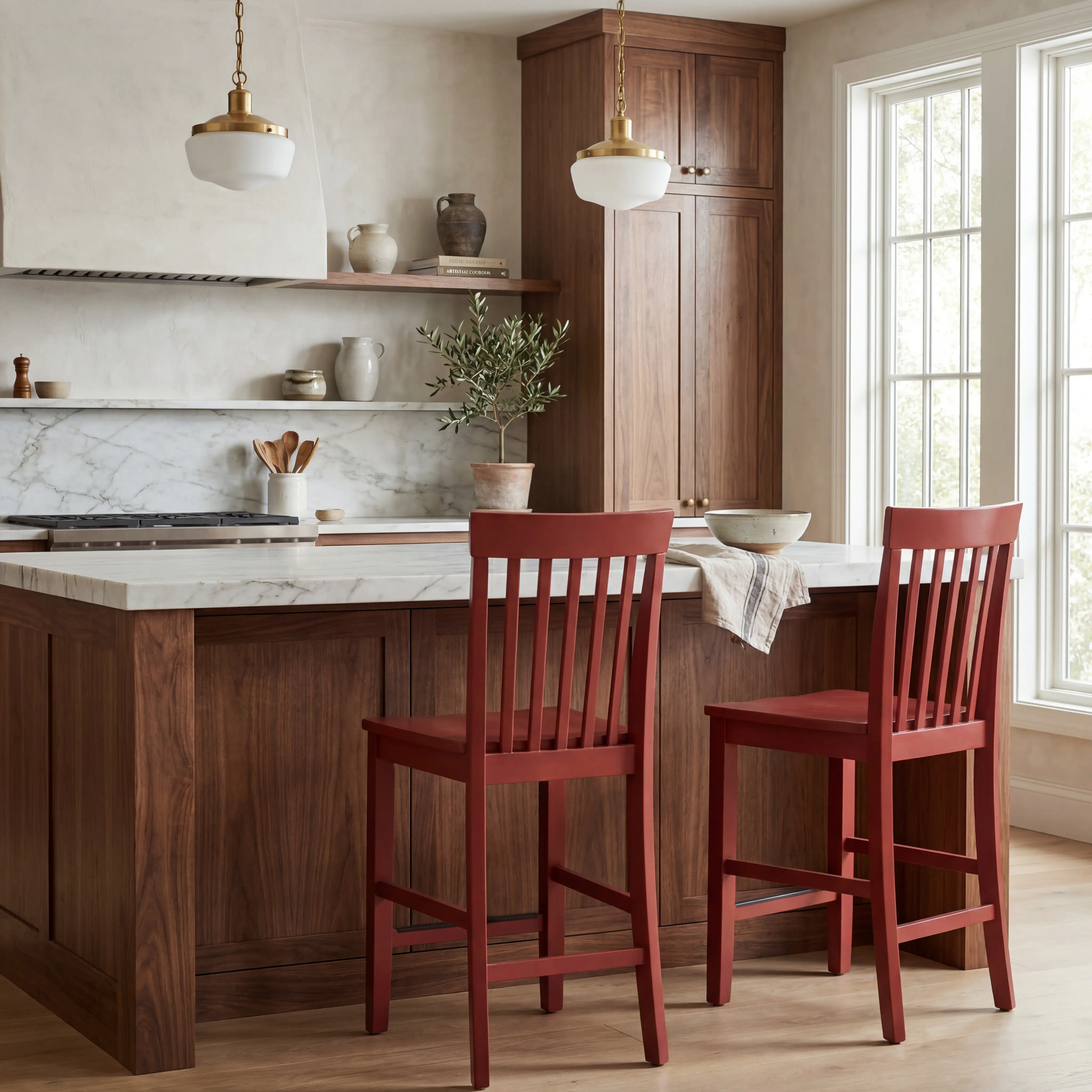 Concord White 5 Pc Counter Height Drop Leaf Dining Room with Red Slat Back Stools - Thumbnail - Image 11