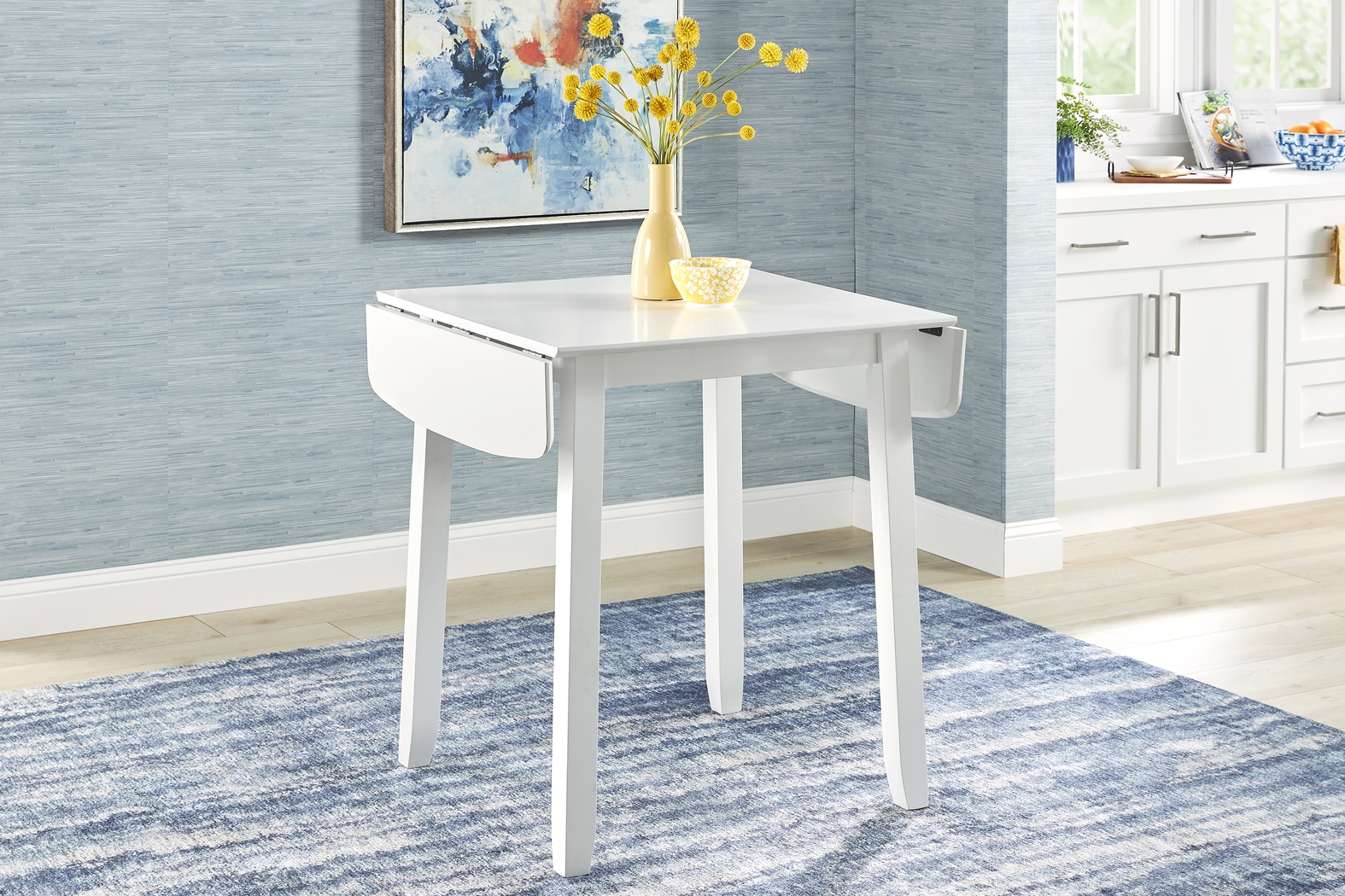 Concord White 5 Pc Counter Height Drop Leaf Dining Room with White Slat Back Stools - Thumbnail - Image 5