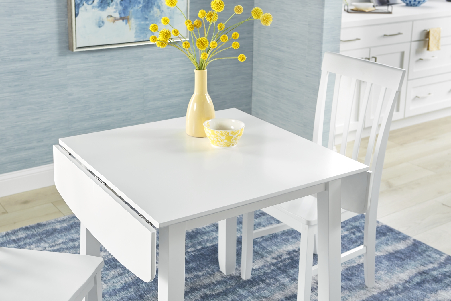 Concord White 5 Pc Counter Height Drop Leaf Dining Room with White Slat Back Stools - Thumbnail - Image 8