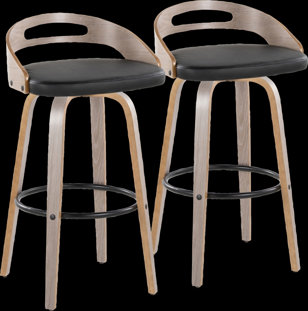 Congreve II Black Swivel Barstool, Set of 2 - Thumbnail - Image 1