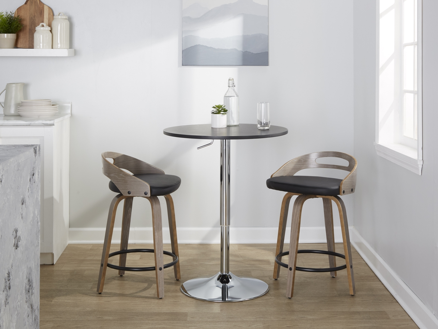 Congreve II Black Swivel Counter Height Stool, Set of 2 - Thumbnail - Image 2