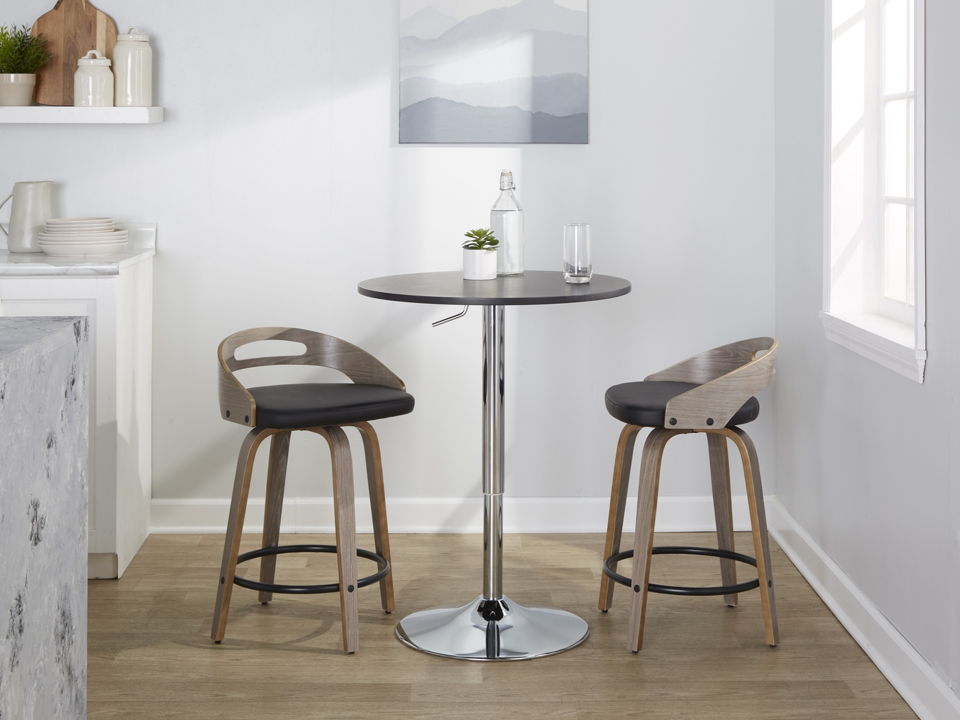 Congreve II Black Swivel Counter Height Stool, Set of 2 - Thumbnail - Image 3