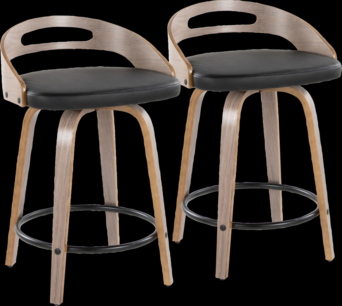Congreve II Black Swivel Counter Height Stool, Set of 2 - Thumbnail - Image 1