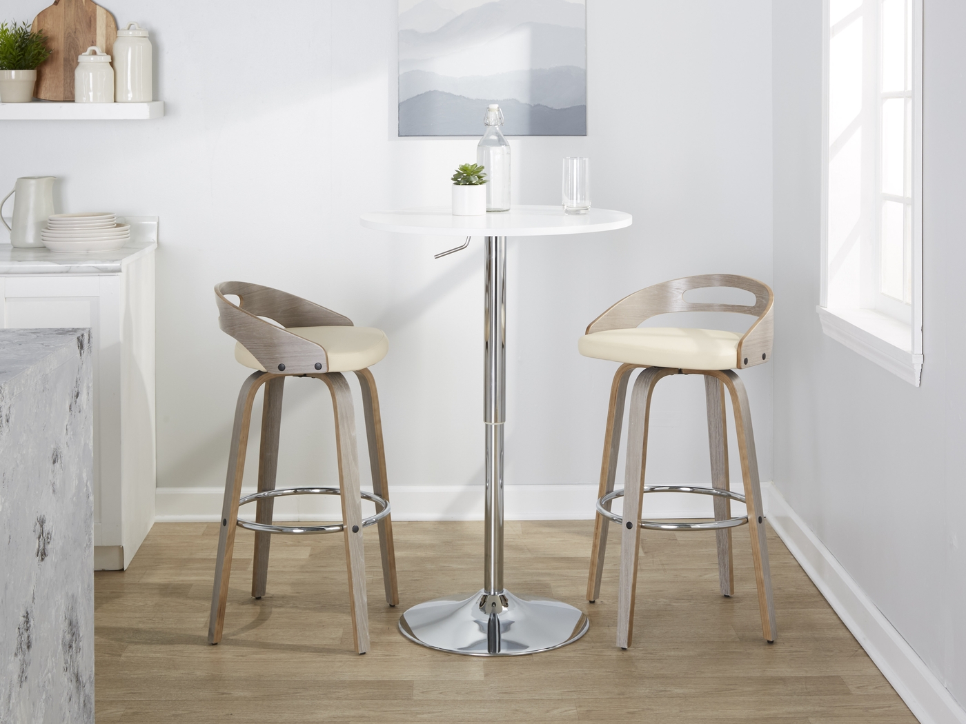 Congreve III Cream Swivel Barstool, Set of 2 - Thumbnail - Image 2