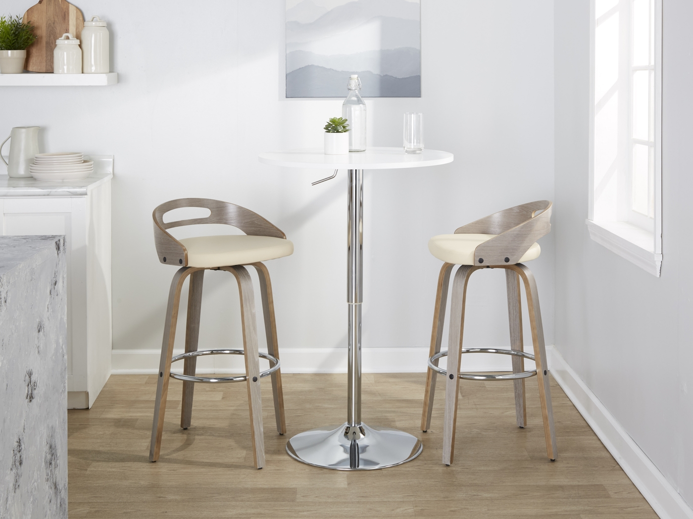 Congreve III Cream Swivel Barstool, Set of 2 - Thumbnail - Image 3
