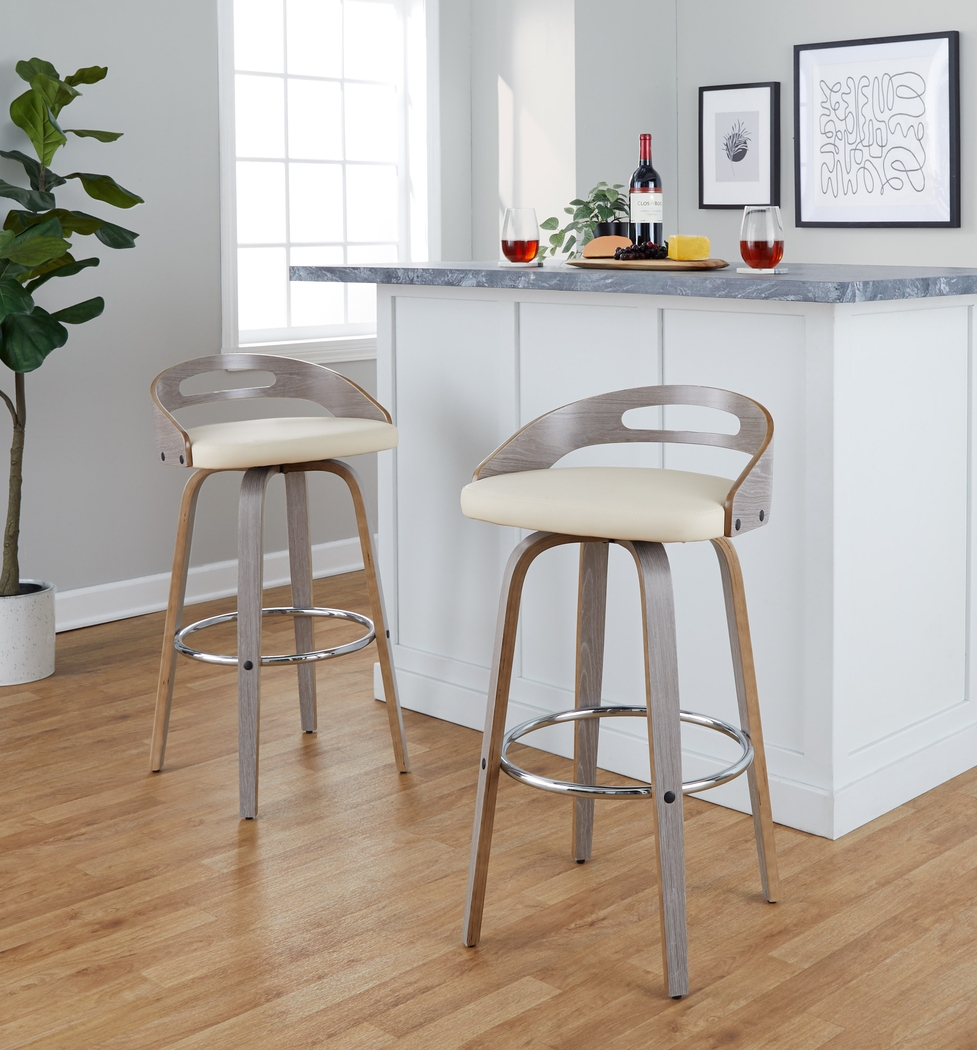 Congreve III Cream Swivel Barstool, Set of 2 - Thumbnail - Image 4