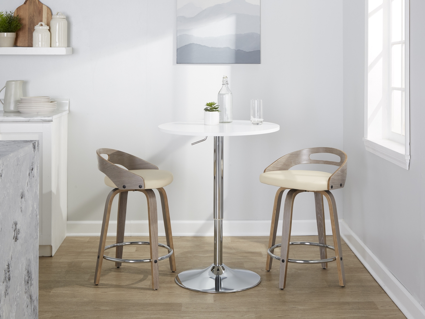 Congreve III Cream Swivel Counter Height Stool, Set of 2 - Thumbnail - Image 2