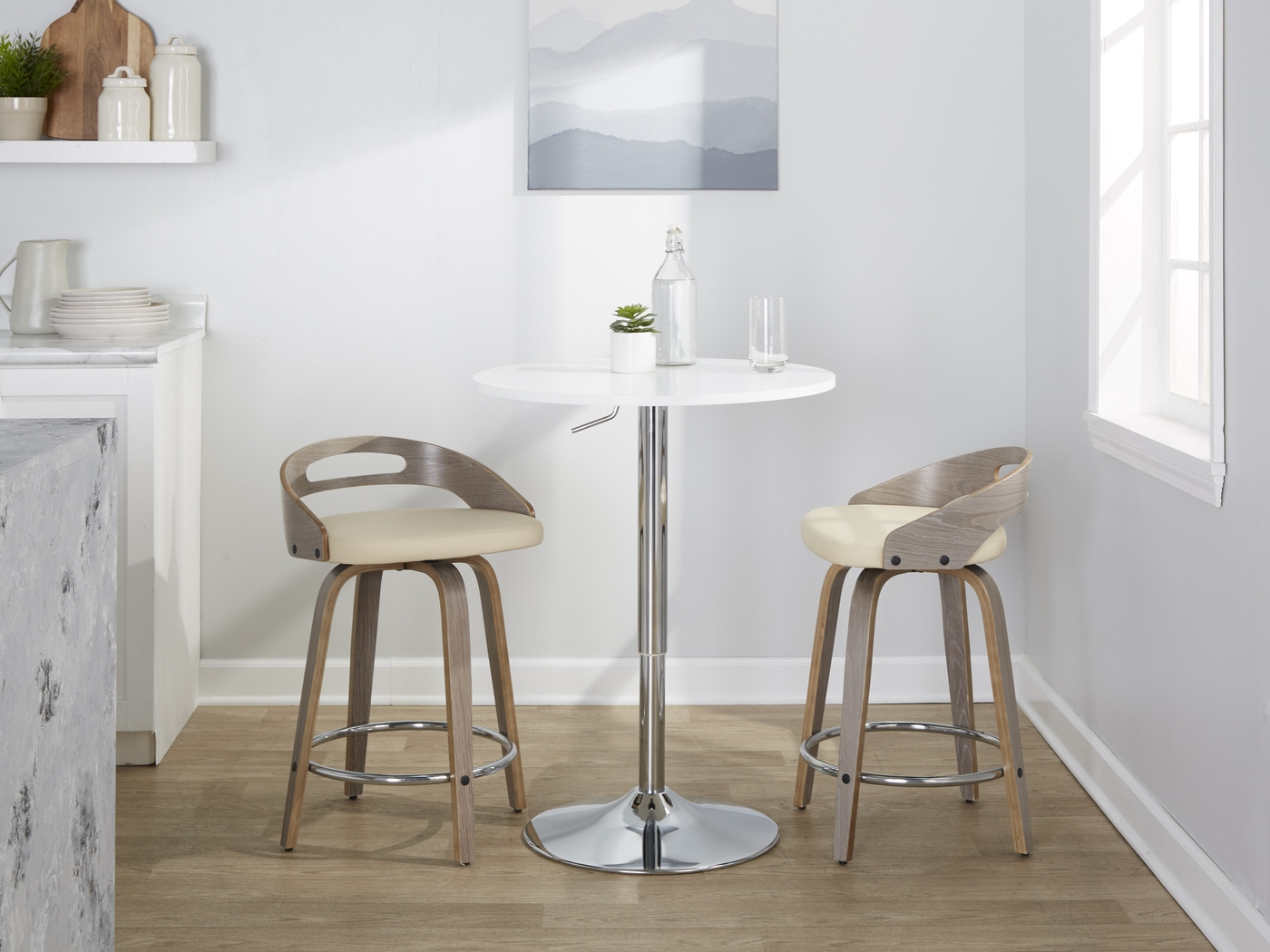 Congreve III Cream Swivel Counter Height Stool, Set of 2 - Thumbnail - Image 3