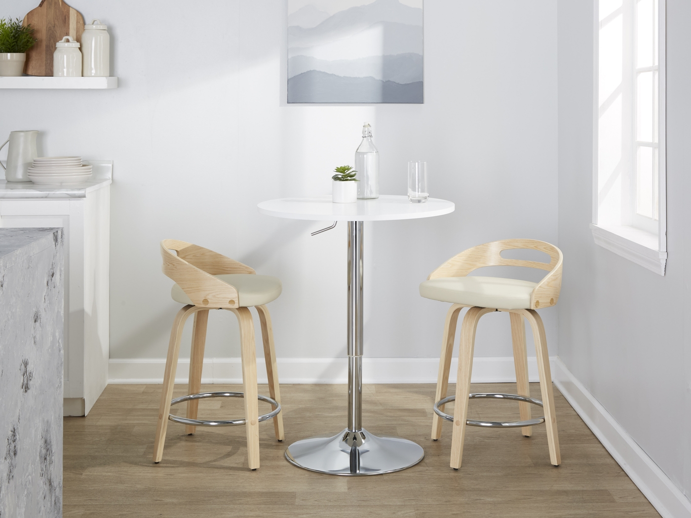 Congreve IV Cream Swivel Counter Height Stool, Set of 2 - Thumbnail - Image 2