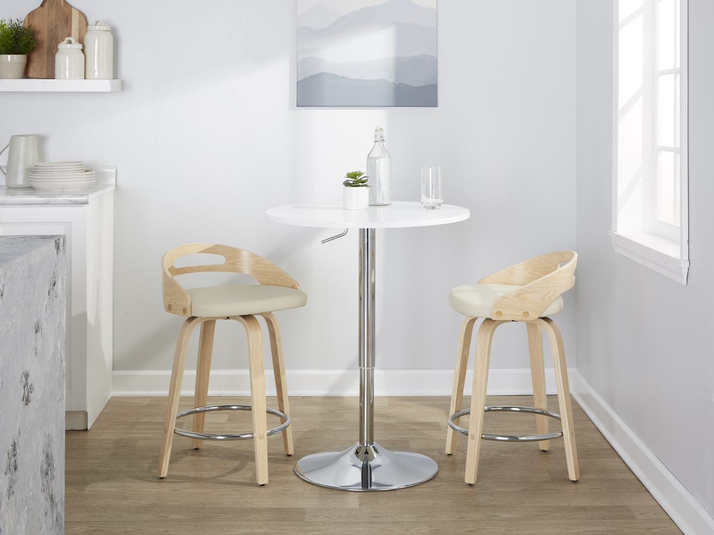 Congreve IV Cream Swivel Counter Height Stool, Set of 2 - Thumbnail - Image 3