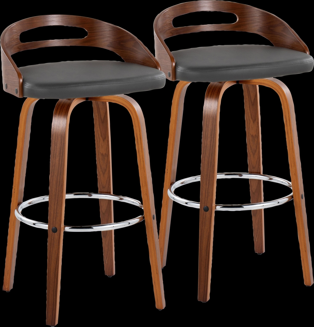 Congreve V Gray Swivel Barstool, Set of 2 - Thumbnail - Image 1