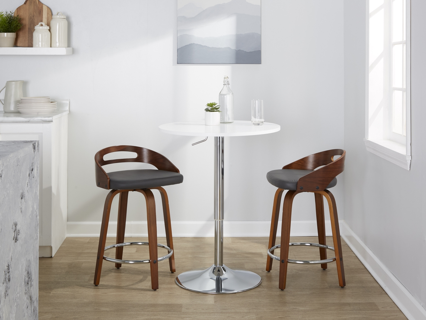 Congreve V Gray Swivel Counter Height Stool, Set of 2 - Thumbnail - Image 3