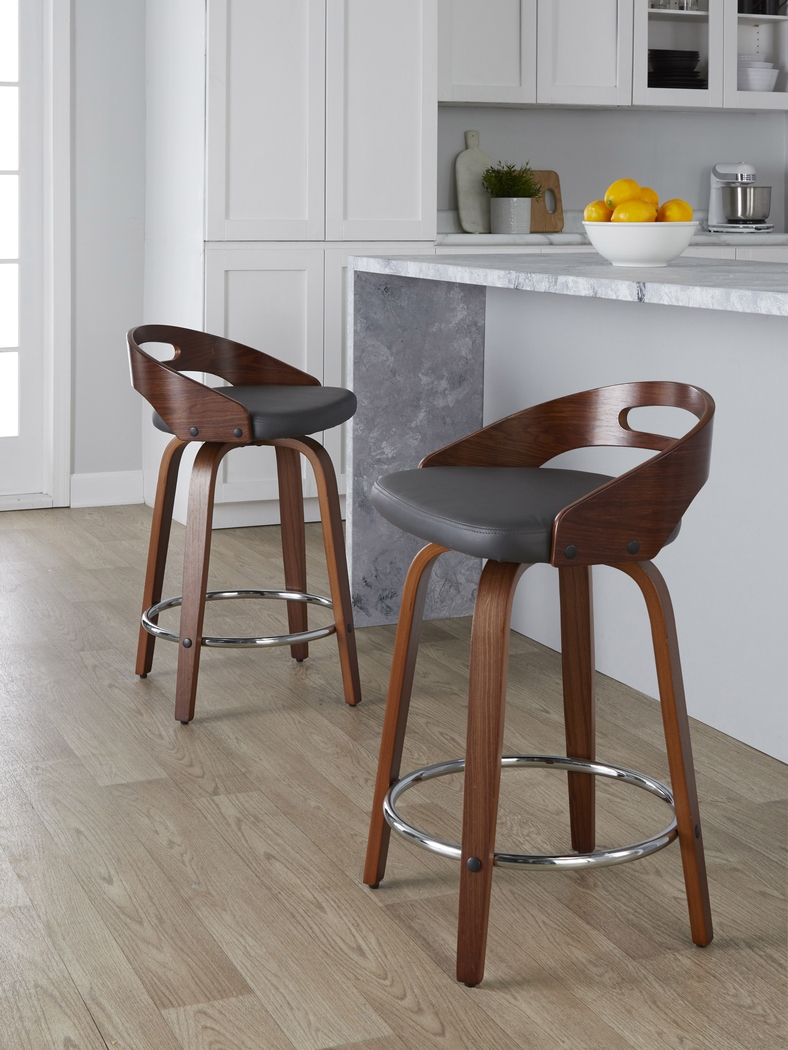 Congreve V Gray Swivel Counter Height Stool, Set of 2 - Thumbnail - Image 4