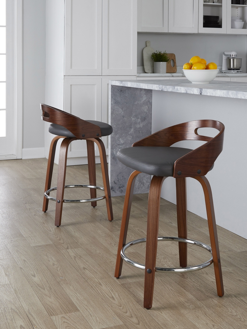 Congreve V Gray Swivel Counter Height Stool, Set of 2 - Thumbnail - Image 5