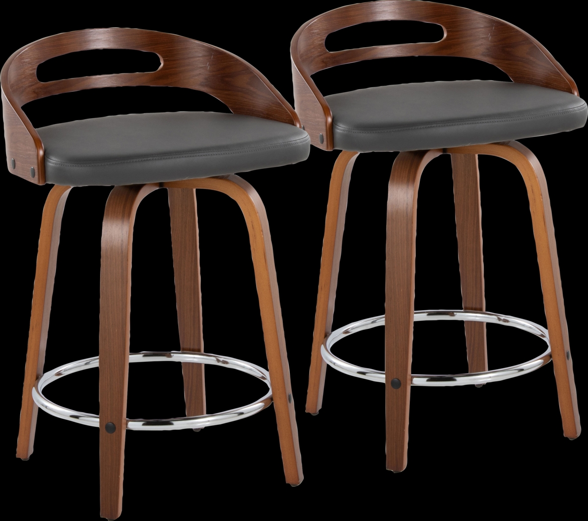 Congreve V Gray Swivel Counter Height Stool, Set of 2 - Thumbnail - Image 1