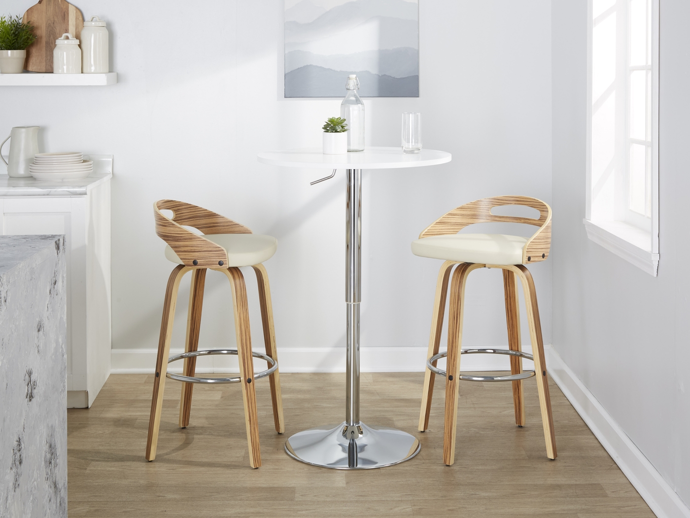 Congreve VI Cream Swivel Barstool, Set of 2 - Thumbnail - Image 2