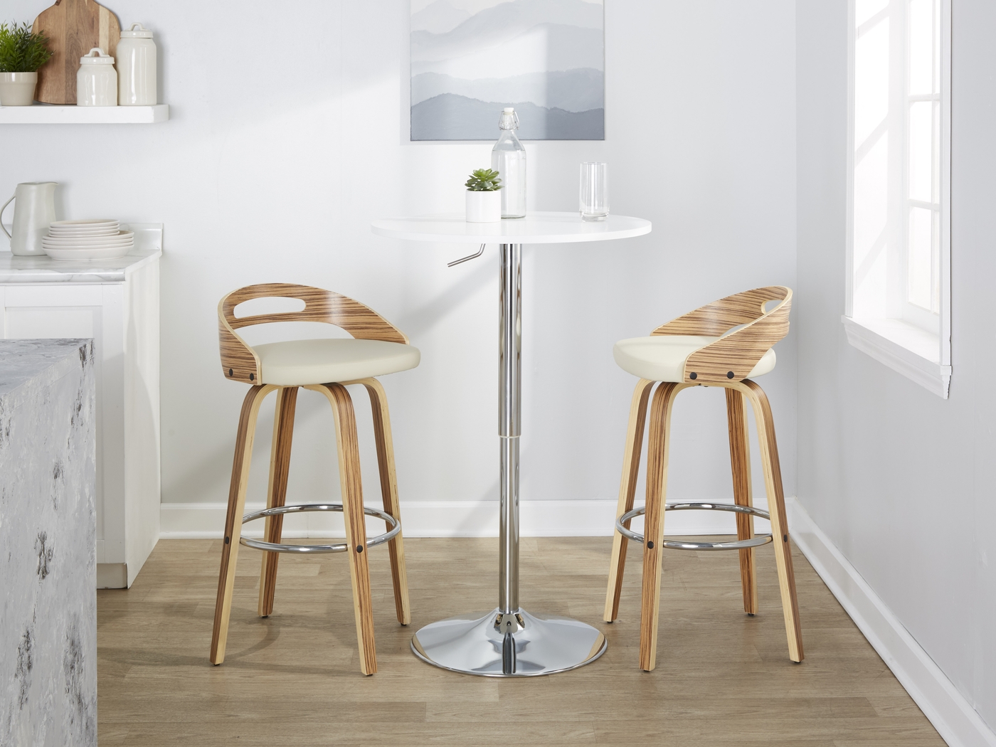Congreve VI Cream Swivel Barstool, Set of 2 - Thumbnail - Image 3