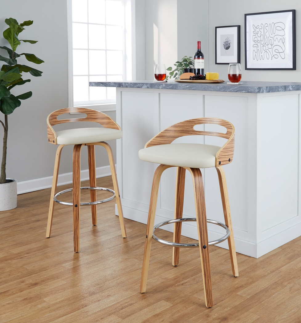 Congreve VI Cream Swivel Barstool, Set of 2 - Thumbnail - Image 4