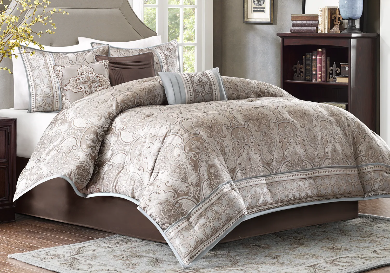 Conley Blue 7 Pc King Comforter Set - Thumbnail - Image 1
