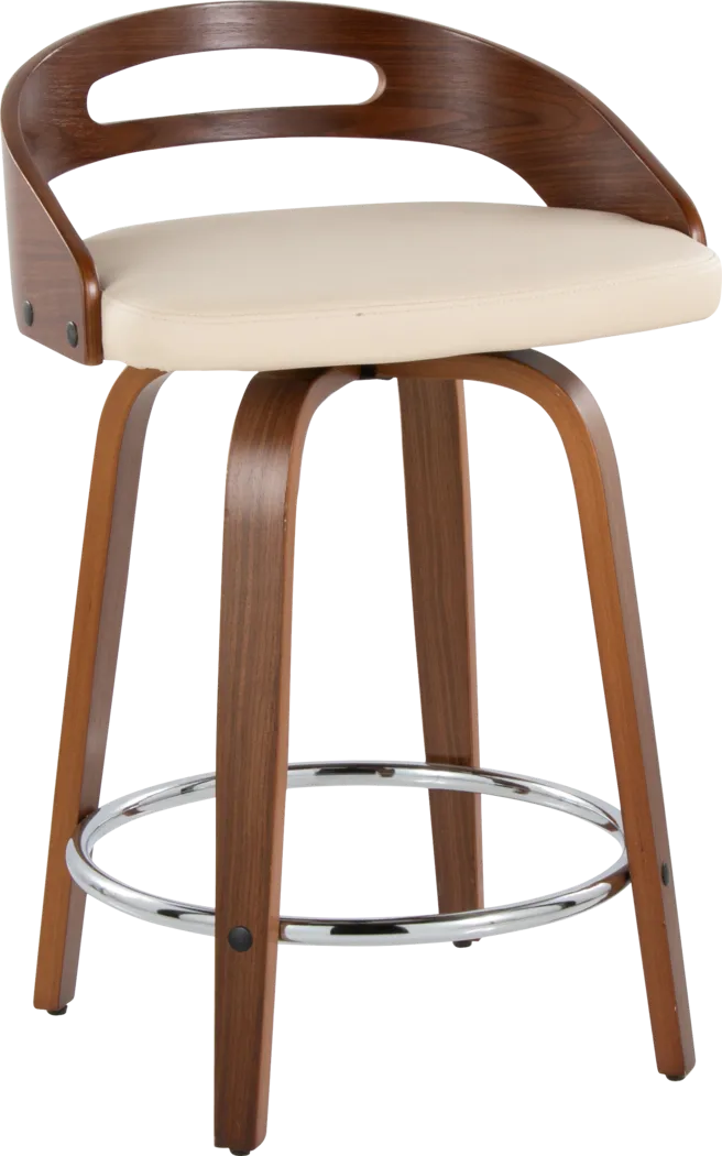 Convreve V Cream Swivel Counter Height Stool, Set of 2 - Thumbnail - Image 6
