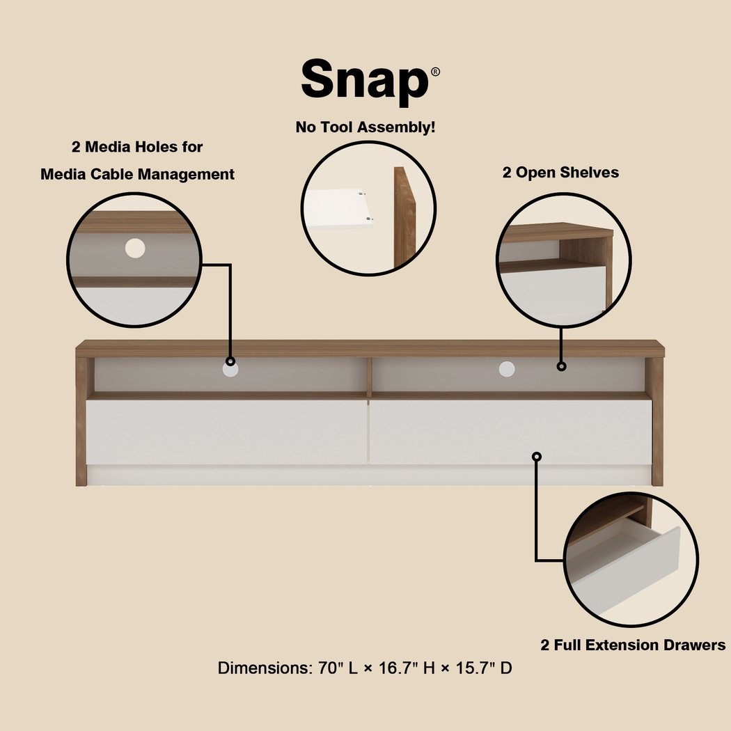 Coolcreek Brown and Off-White 70 in. Console - Thumbnail - Image 5