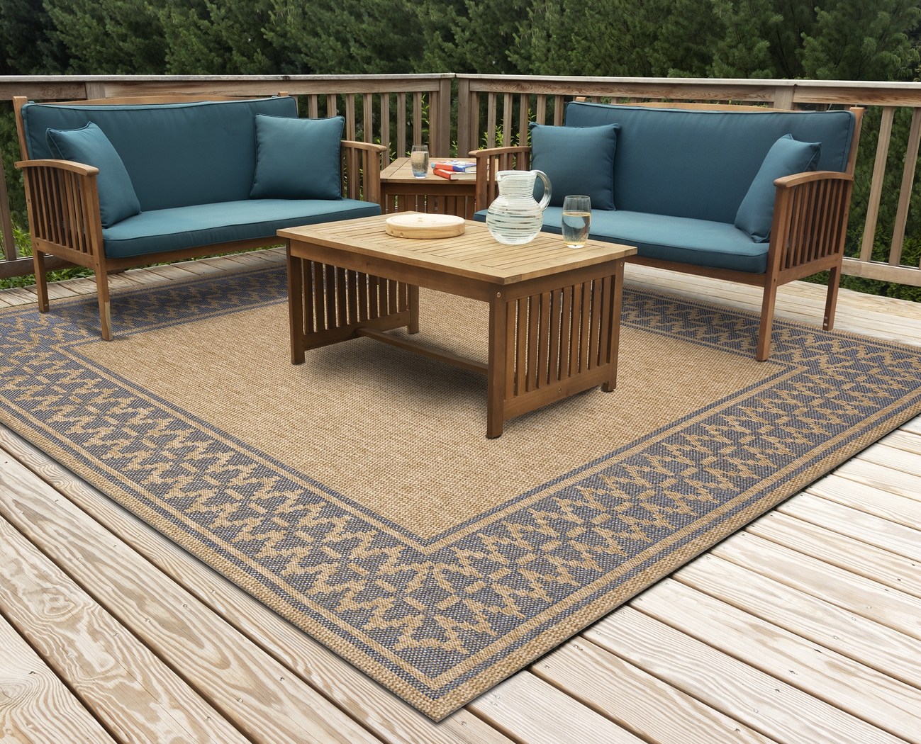 Coosaw Navy 7'10 Square Indoor/Outdoor Rug - Thumbnail - Image 2
