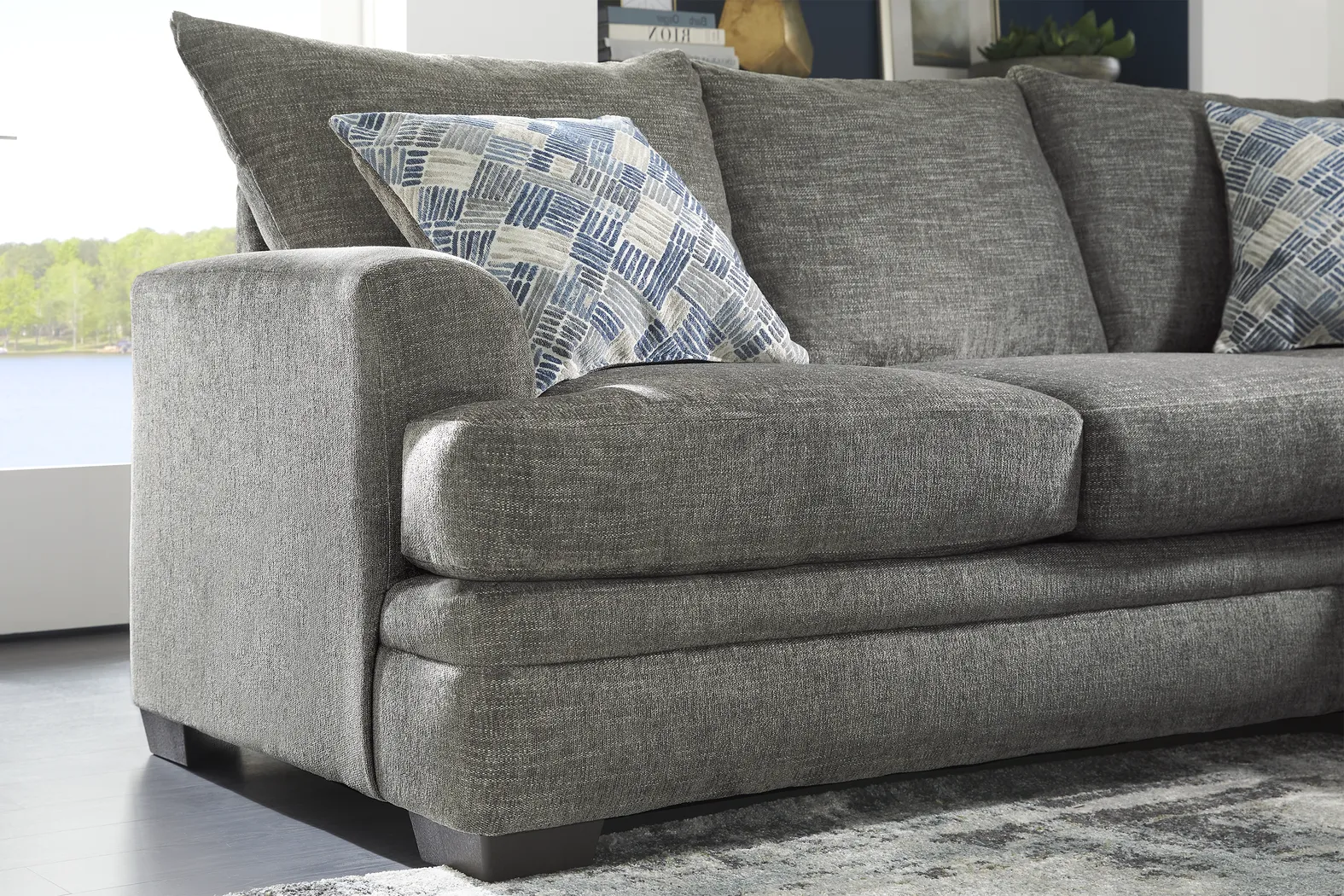 Copley Court Pewter 2 Pc Gel Foam Sleeper Sectional - Image 6