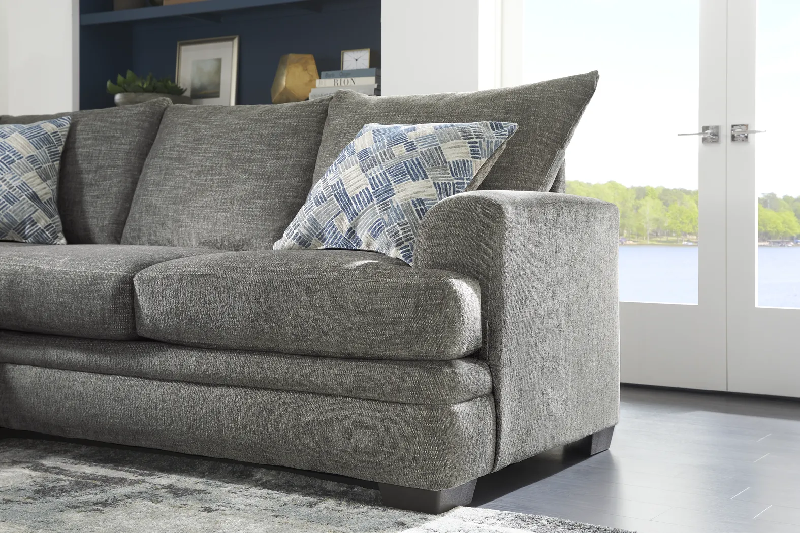 Copley Court Pewter 2 Pc Gel Foam Sleeper Sectional - Image 7