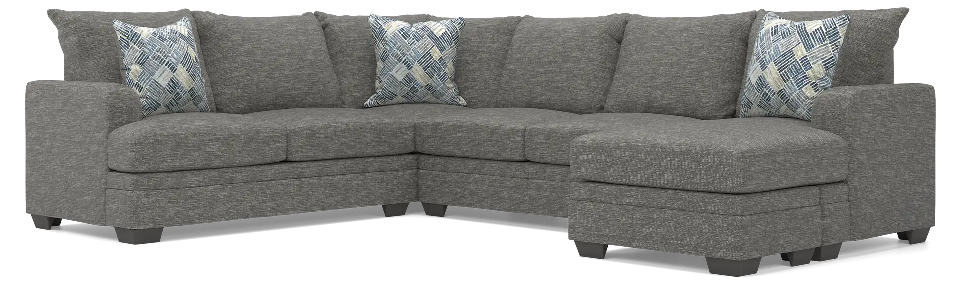 pewter 2 pc right arm chaise sectional - sectional only