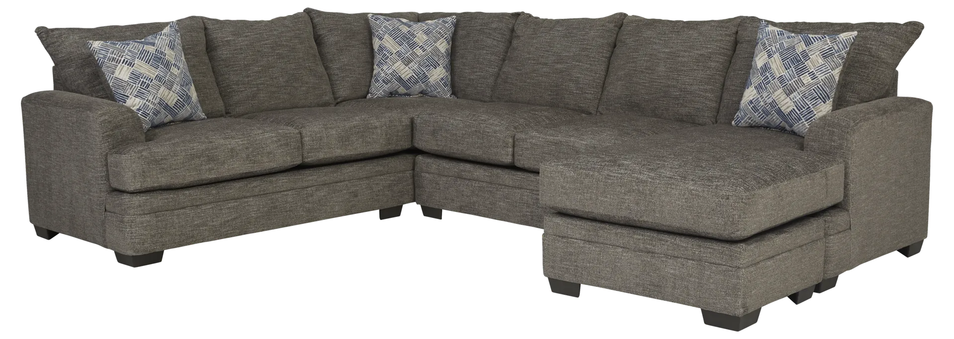 pewter 2 pc right arm chaise sectional - sleeper sofa with sealy royale mattress