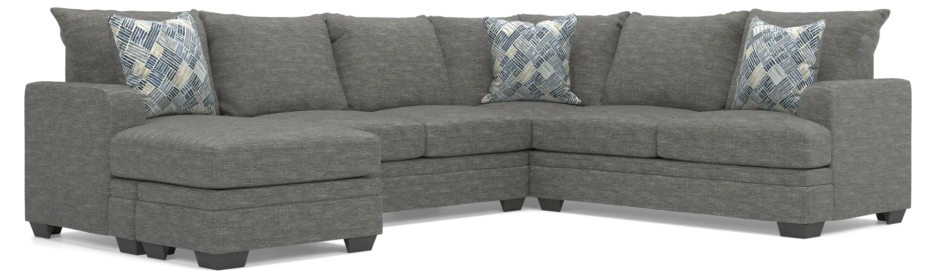 pewter 2 pc left arm chaise sectional - sleeper sofa with sealy royale mattress