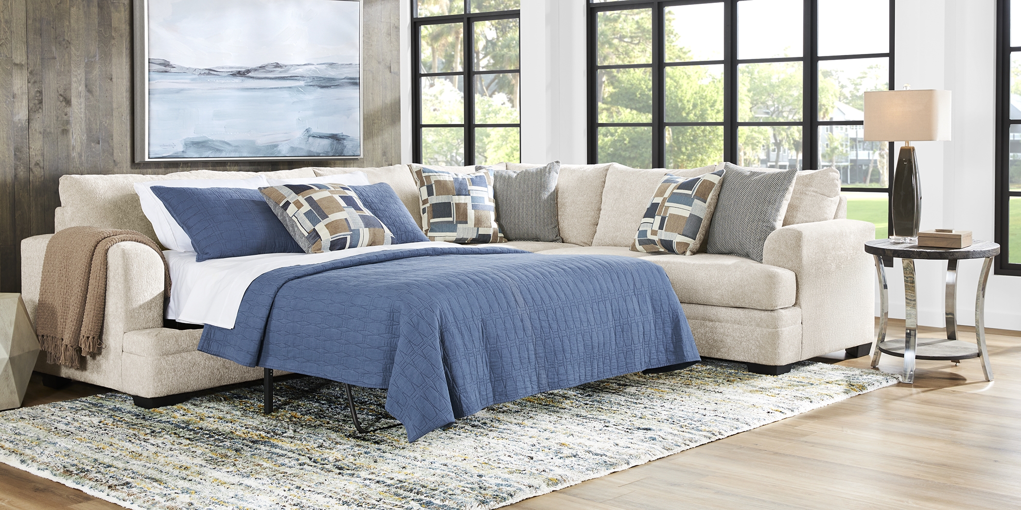 Copley Place Linen 2 Pc Gel Foam Sleeper Sectional - Thumbnail - Image 3