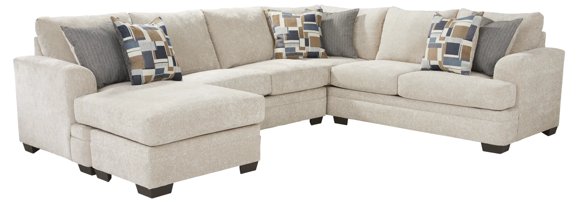 linen 2 pc left arm chaise sectional - sleeper sofa with gel foam mattress