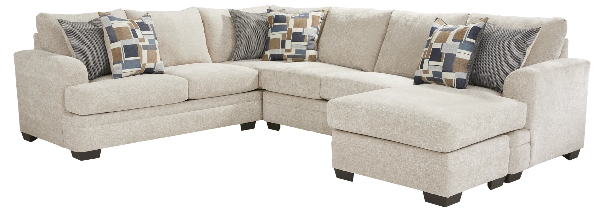 linen 2 pc right arm chaise sleeper sectional - sectional only