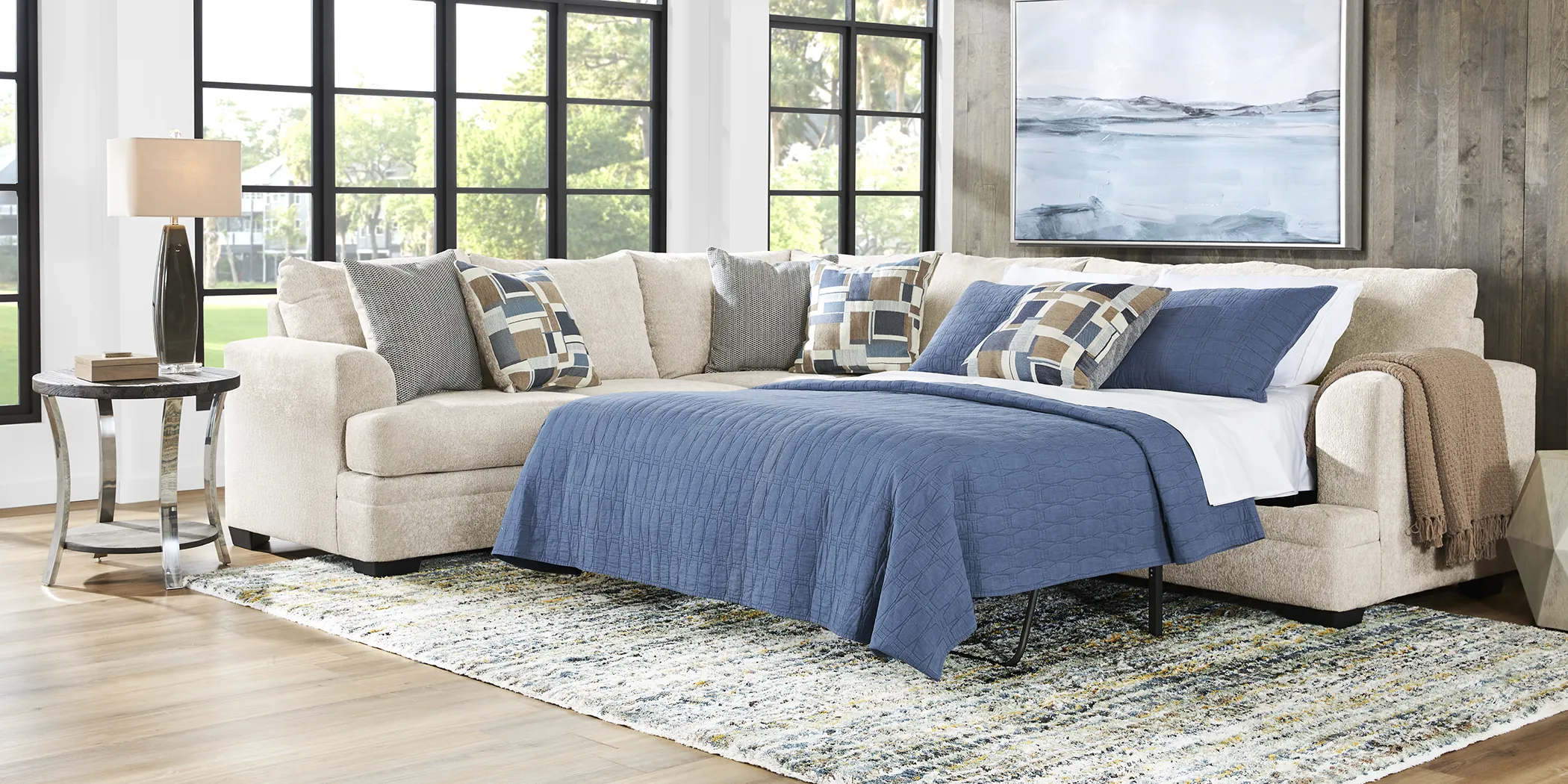 Copley Place Linen 3 Pc Gel Foam Sleeper Sectional Living Room - Thumbnail - Image 2