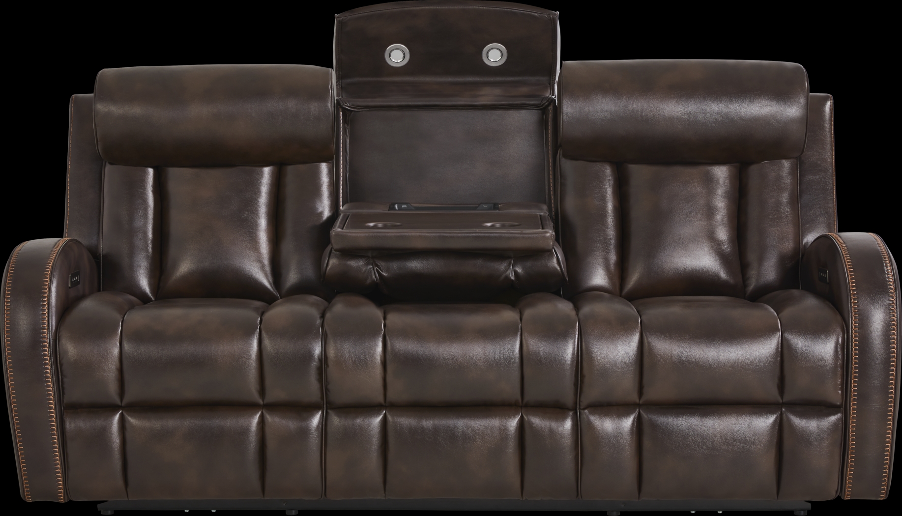 Copperfield Brown Dual Power Reclining Sofa - Thumbnail - Image 1