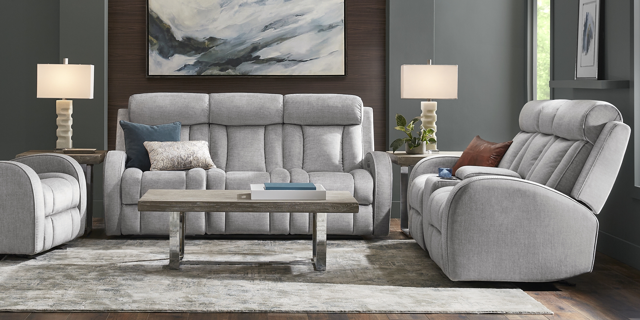 Copperfield Gray 2 Pc Dual Power Reclining Living Room - Thumbnail - Image 2