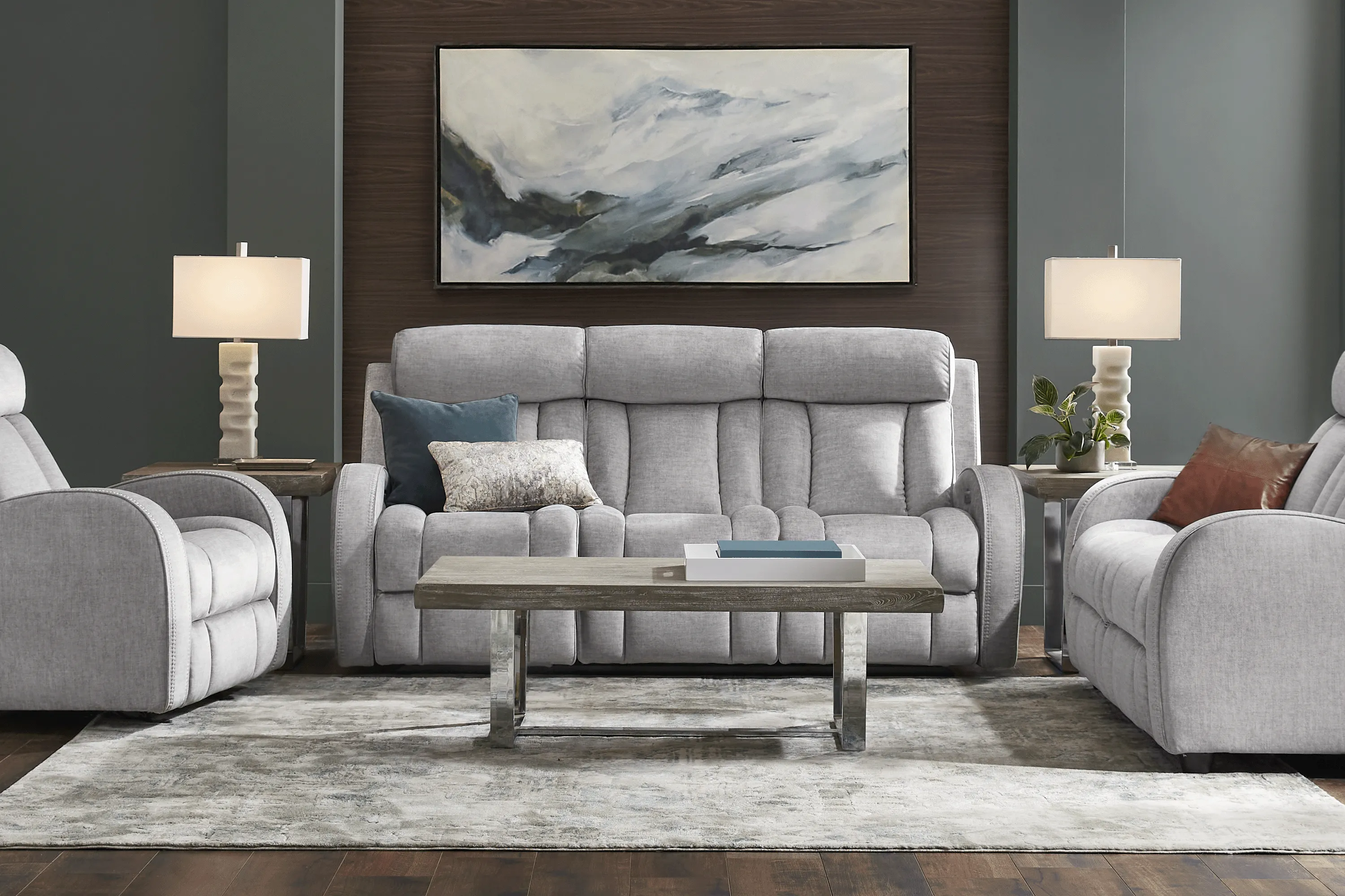 Copperfield Gray 6 Pc Living Room with Dual Power Reclining Sofa - Thumbnail - Image 3