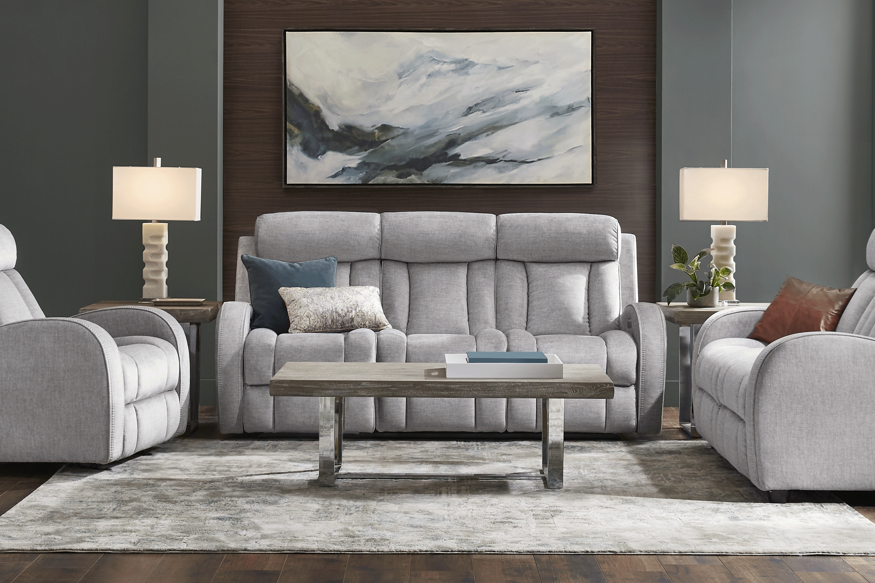 Copperfield Gray 7 Pc Living Room with Dual Power Reclining Sofa - Thumbnail - Image 3