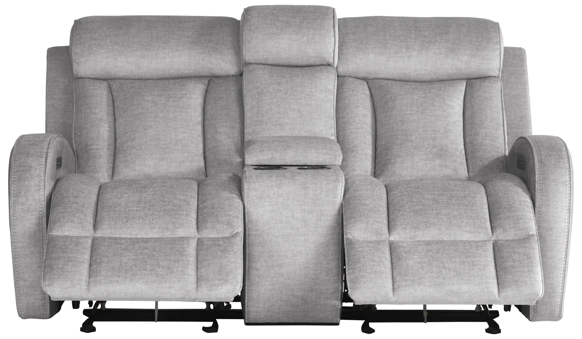 gray dual power reclining console loveseat