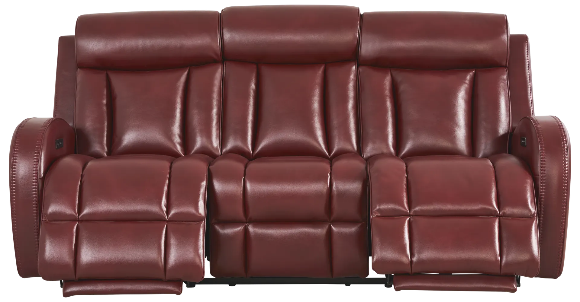 red dual power reclining sofa