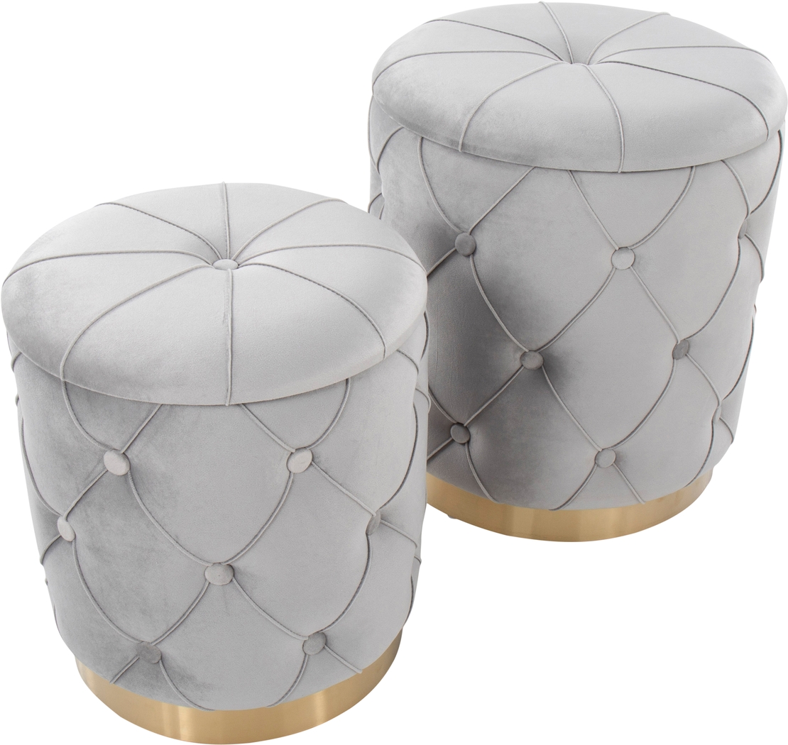 Coppinger Silver Accent Ottoman Set of 2 - Thumbnail - Image 2