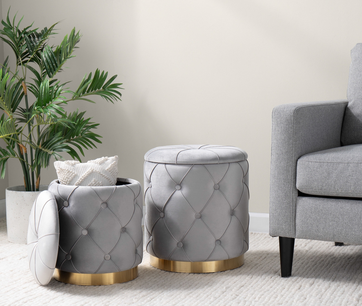 Coppinger Silver Accent Ottoman Set of 2 - Thumbnail - Image 6