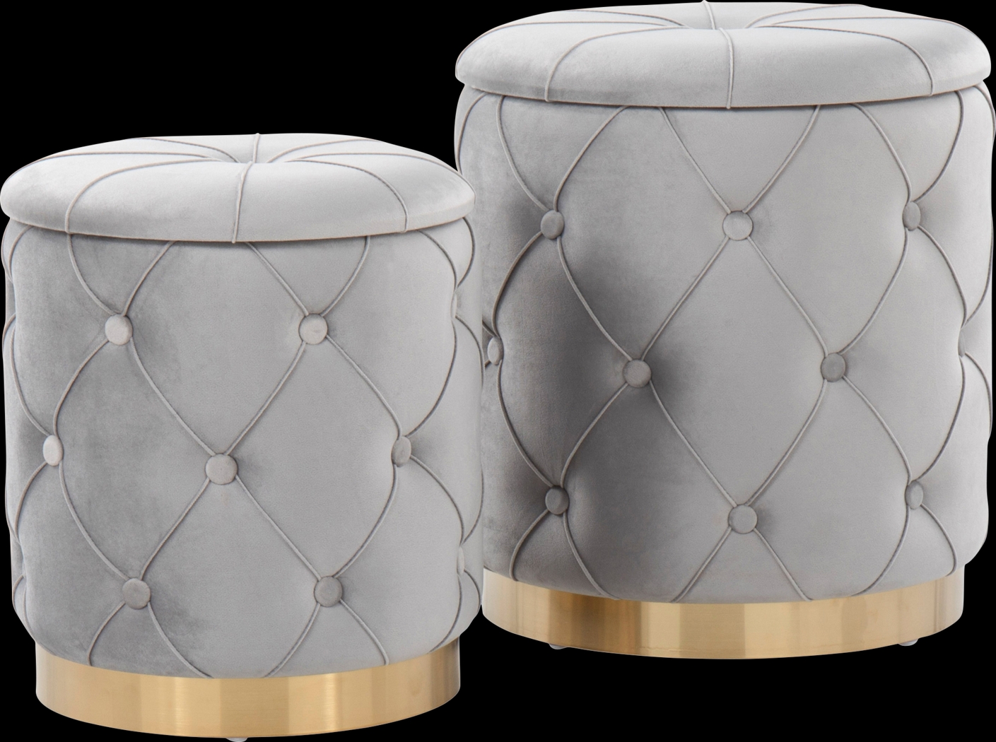 Coppinger Silver Accent Ottoman Set of 2 - Thumbnail - Image 1